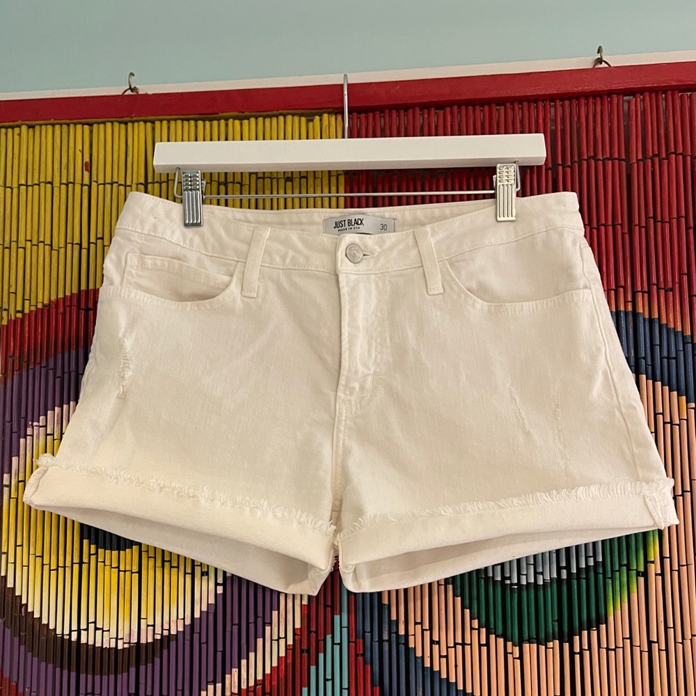 White Denim Shorts • Just Black